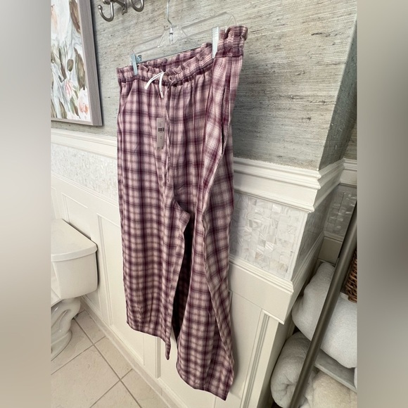 NWT new XL Anthropologie flannel parachute pajama bottoms pants plaid mauve - Picture 9 of 17
